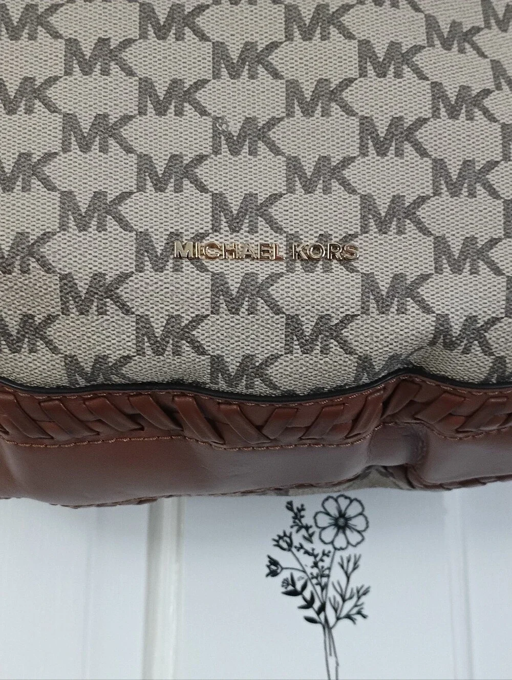 🌟 Michael Kors Lauryn Large Shoulder Hobo Bag Canvas Luggage Brown 30S7GL0L3V”